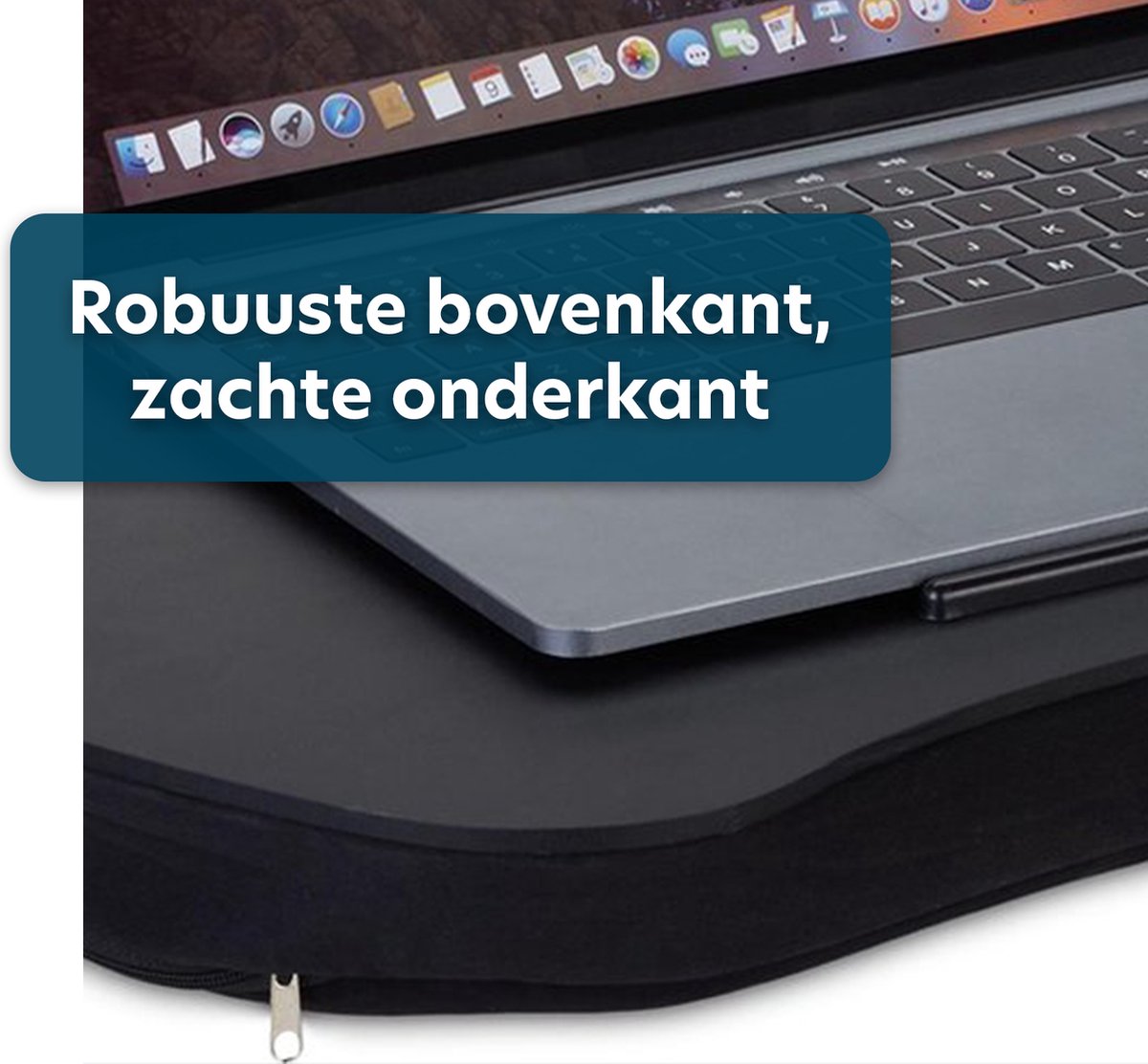 Schootkussen Laptop en Tablet - Comfortabele Laptray Met Tablethouder - Zacht Kussen - Ideaal voor Thuiswerken, Bed of Bank