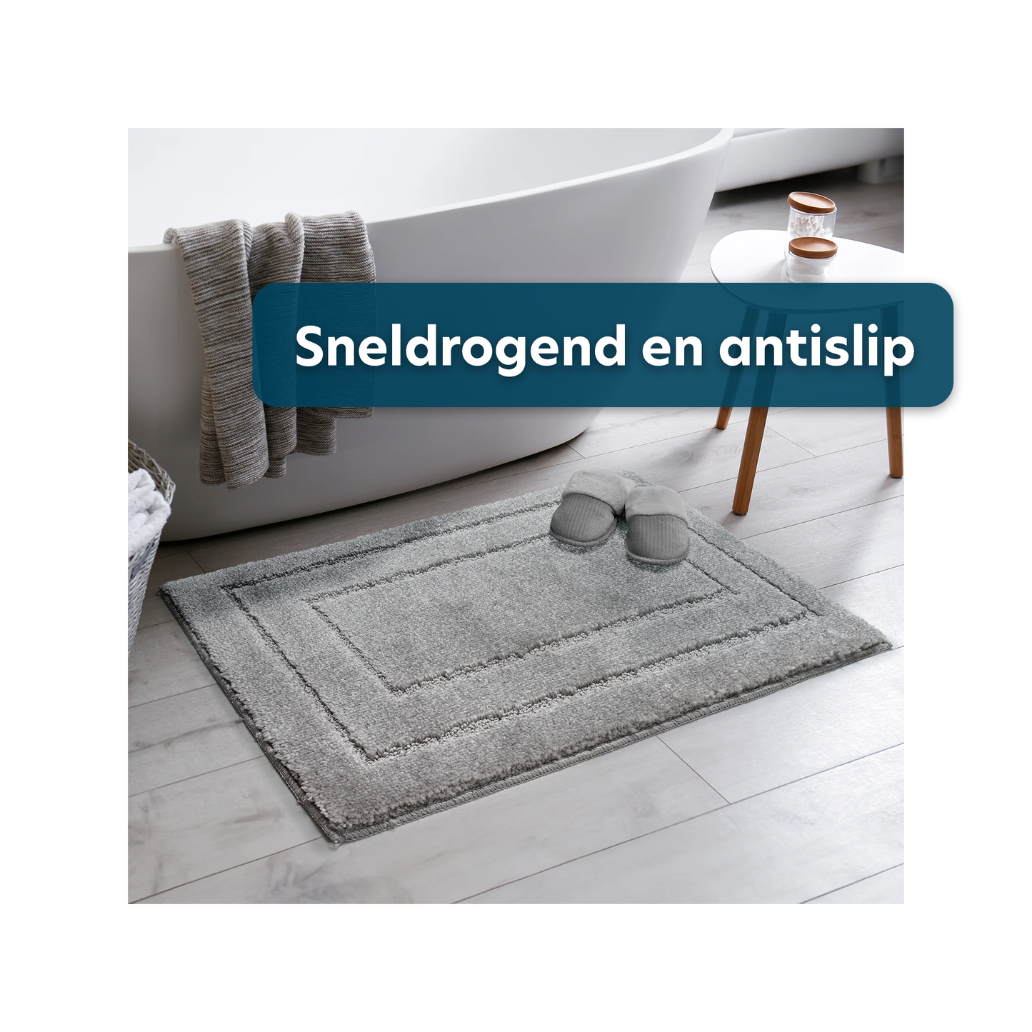 Antislip Badmat - Douche Mat - Absorberende Mat - Toilet Mat - Rechthoekige Antislip Mat - Luxe En Royale Badmat - Gemaakt Van Microvezel - Grijs - 50x80 cm
