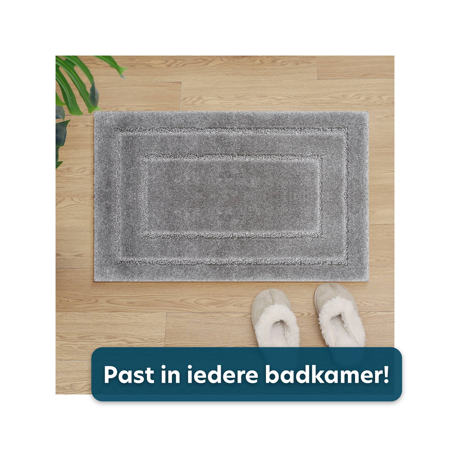 Antislip Badmat - Douche Mat - Absorberende Mat - Toilet Mat - Rechthoekige Antislip Mat - Luxe En Royale Badmat - Gemaakt Van Microvezel - Grijs - 50x80 cm
