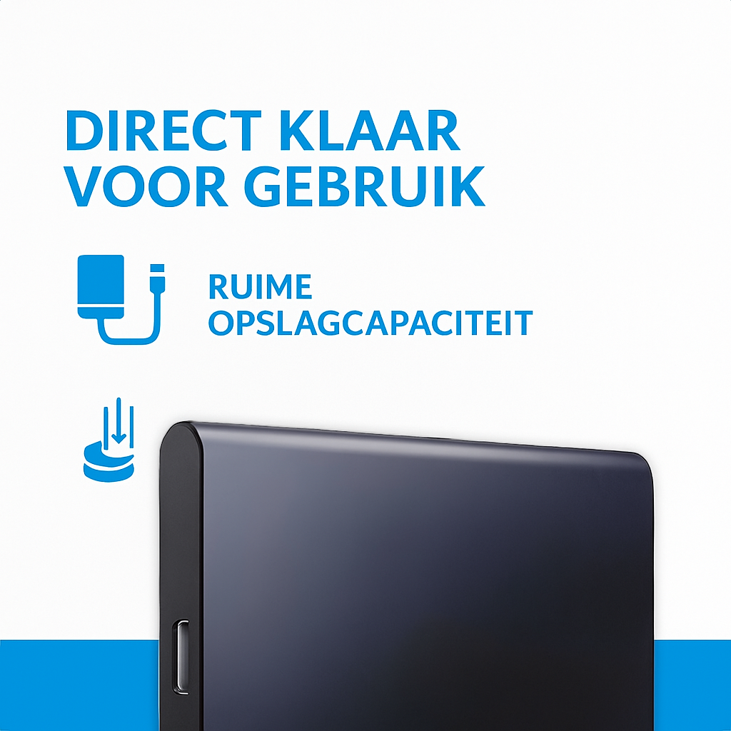 High-Speed Externe Harde Schijf - 1TB - Draagbare Harde Schijf USB3.1/Type-C - Voor Windows & Mac - Compact - Zwart