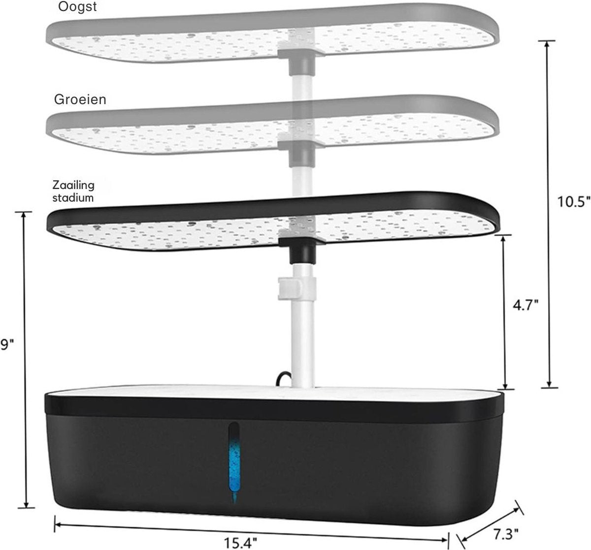 Hydrocultuur Systeem β Kweekset met LED-Belichting β Hydroponics β Indoor Garden β Kweeklamp - Hydroponic Systeem β 139 Groei Lichten - met Timer β Automatisch Pompsysteem β Bloemen/Fruit/Groentes - Zwart