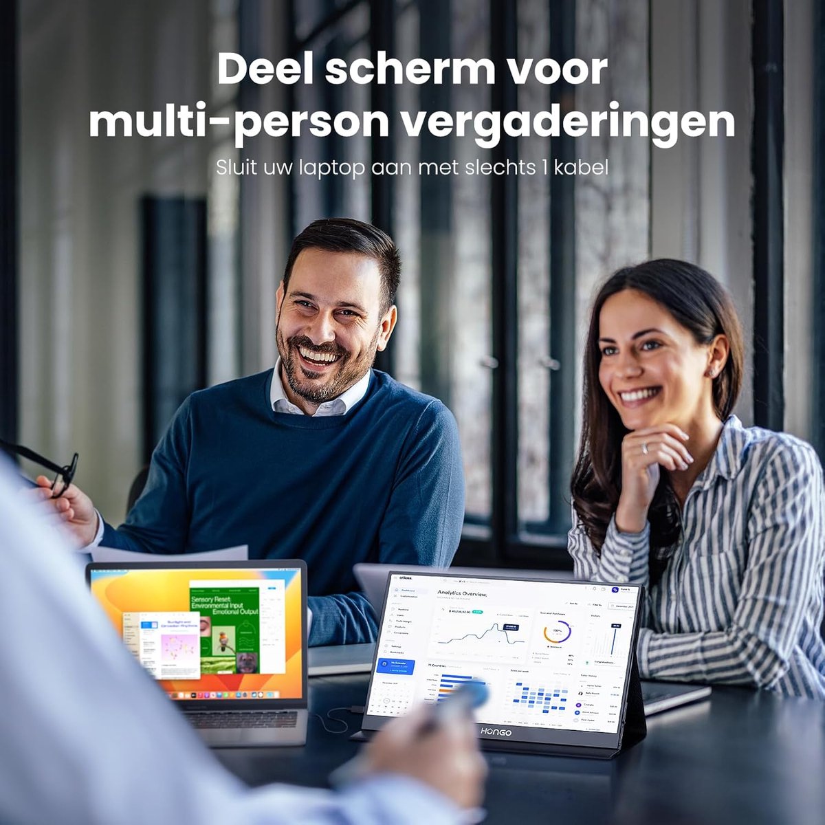 Portable Monitor Flex 15.6" Touchscreen - Full HD Draagbare monitor - Draagbaar scherm met USB-C & HDMI - Plug & Play - Incl. Beschermhoes