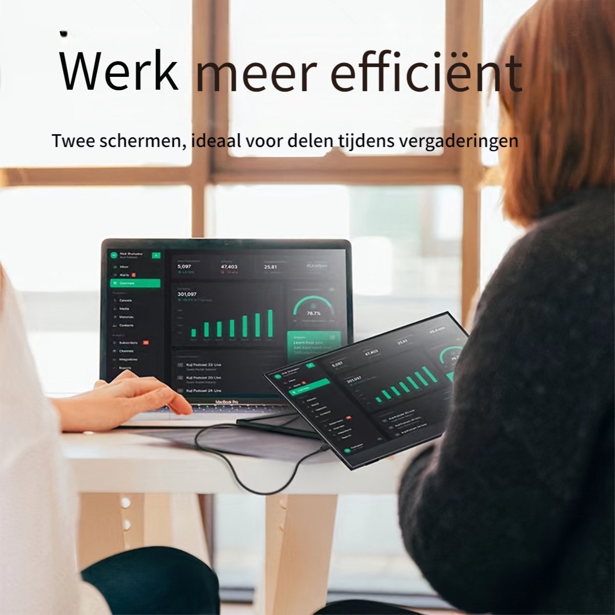 Portable Monitor Flex 15.6" Touchscreen - Full HD Draagbare monitor - Draagbaar scherm met USB-C & HDMI - Plug & Play - Incl. Beschermhoes