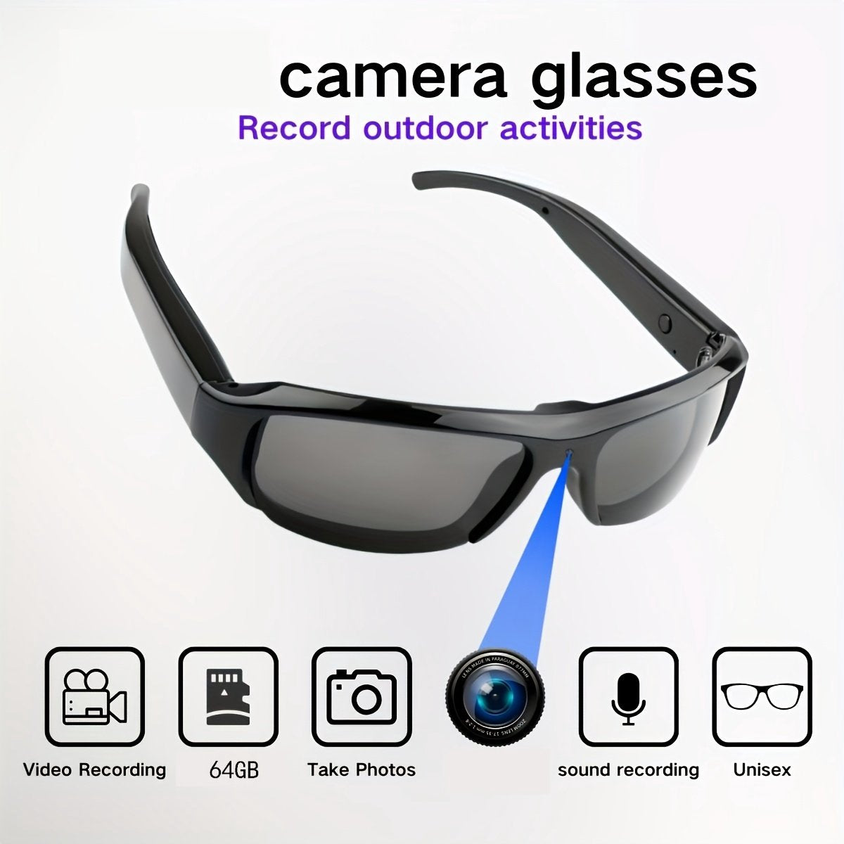 Slimme Draagbare Videobril - Met Camera, Geluid En Foto's - 1080P HD - 90 Minuten Batterijduur - Camerabril - Met 64GB Geheugenkaart - Unisex