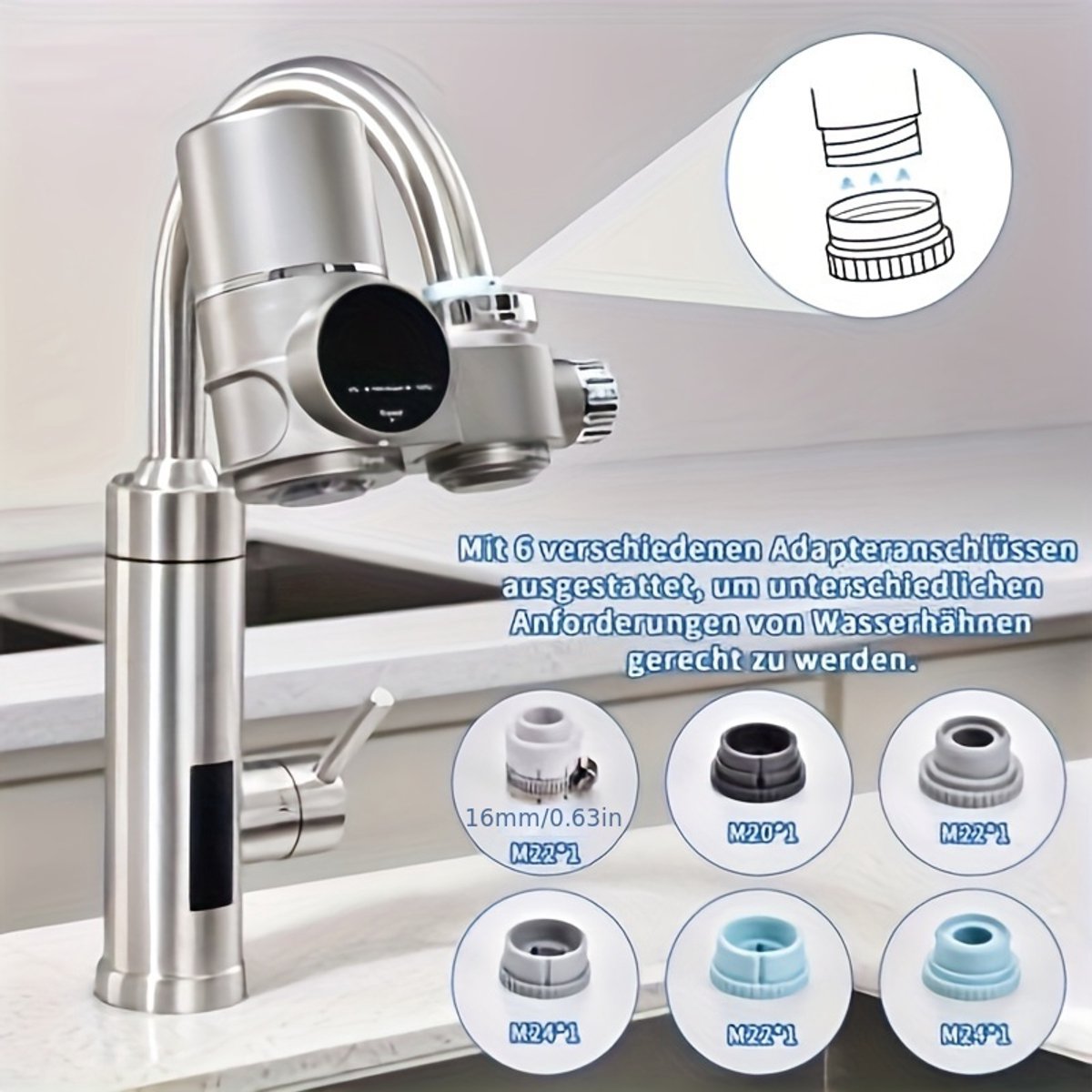Waterfilter Kraan - Kraanfilter Systeem - Waterontharder - Waterzuiveringsapparaat Met Blauw UV Licht Sterilisatie - Met Temperatuurregeling - Verwijderd Chlorine En Zware Metalen