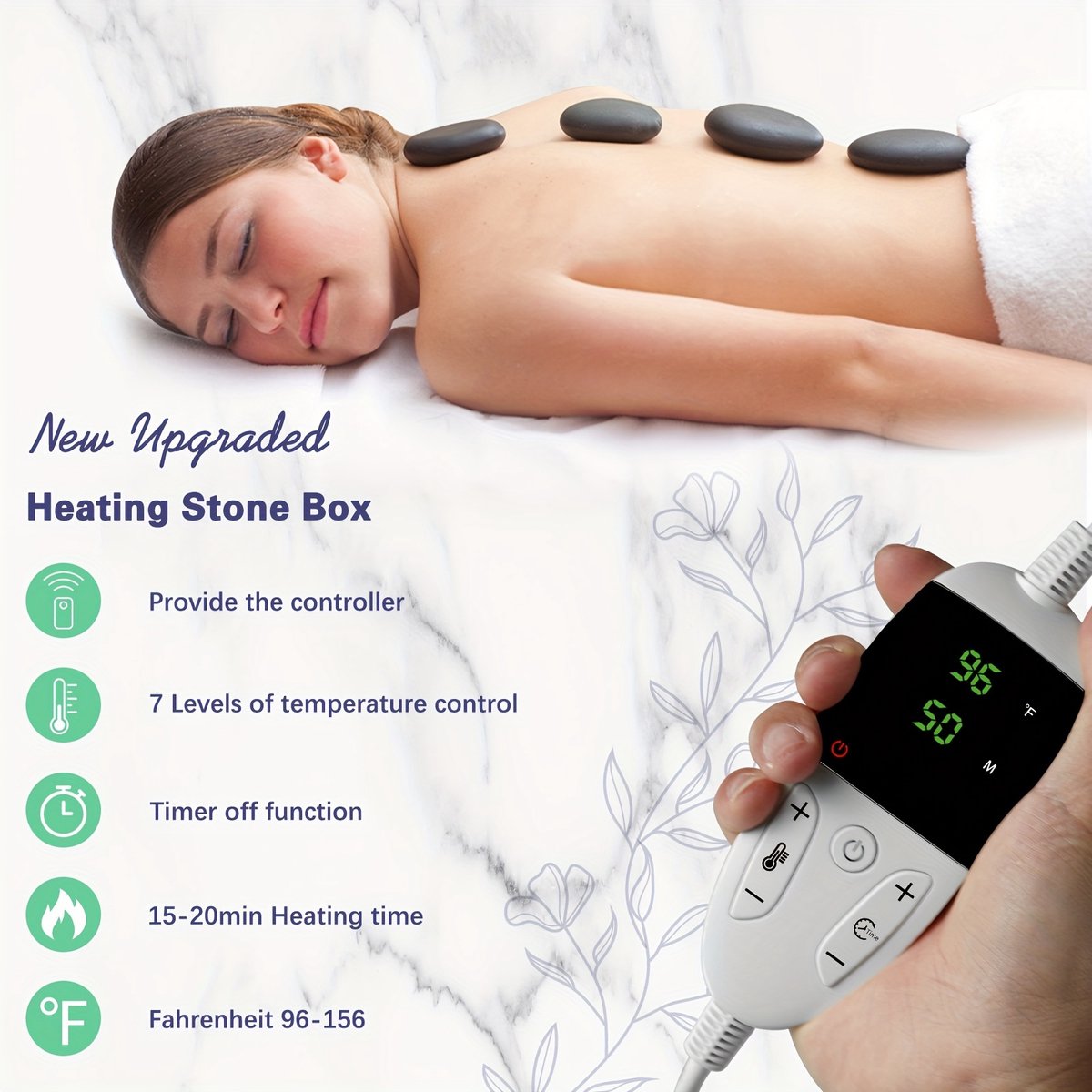 Sensly Hot Stone Massaage Set - Warmtestenen - Met Verstelbare Warmte - 10 stuks - Professionele Massage Set - Met Koffer - Basaltstenen - Lymfedrainage - Verlichting Van Spanning en Spierpijn