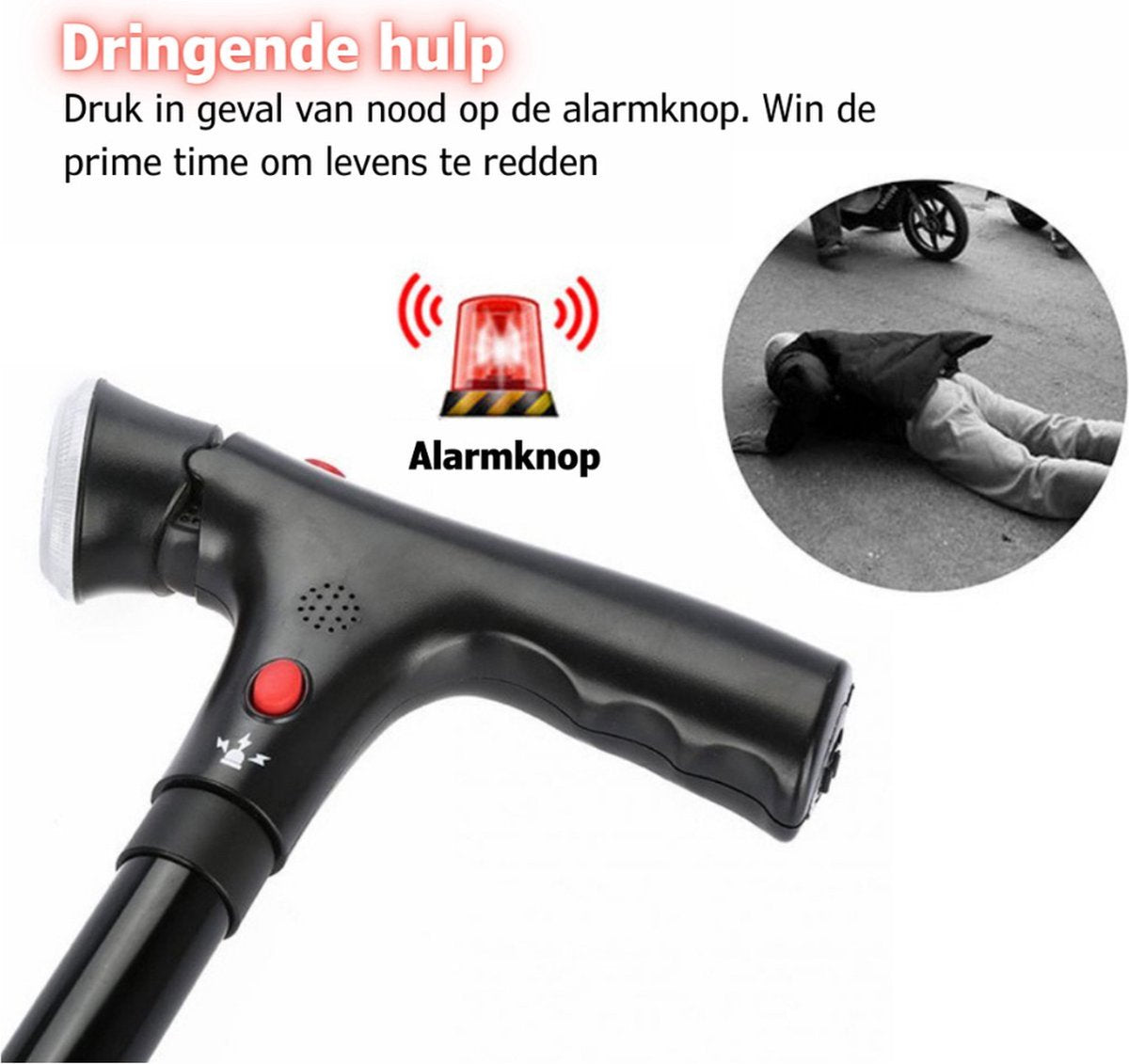 Loopkrukken – Loopkruk Met Veiligheidslamp - Elleboogkrukken – Krukken Voor Revalidatie – Orthopedische Krukken Inclusief Alarm – Loophulpmiddelen - Wandelstok Voor Volwassenen En Senioren