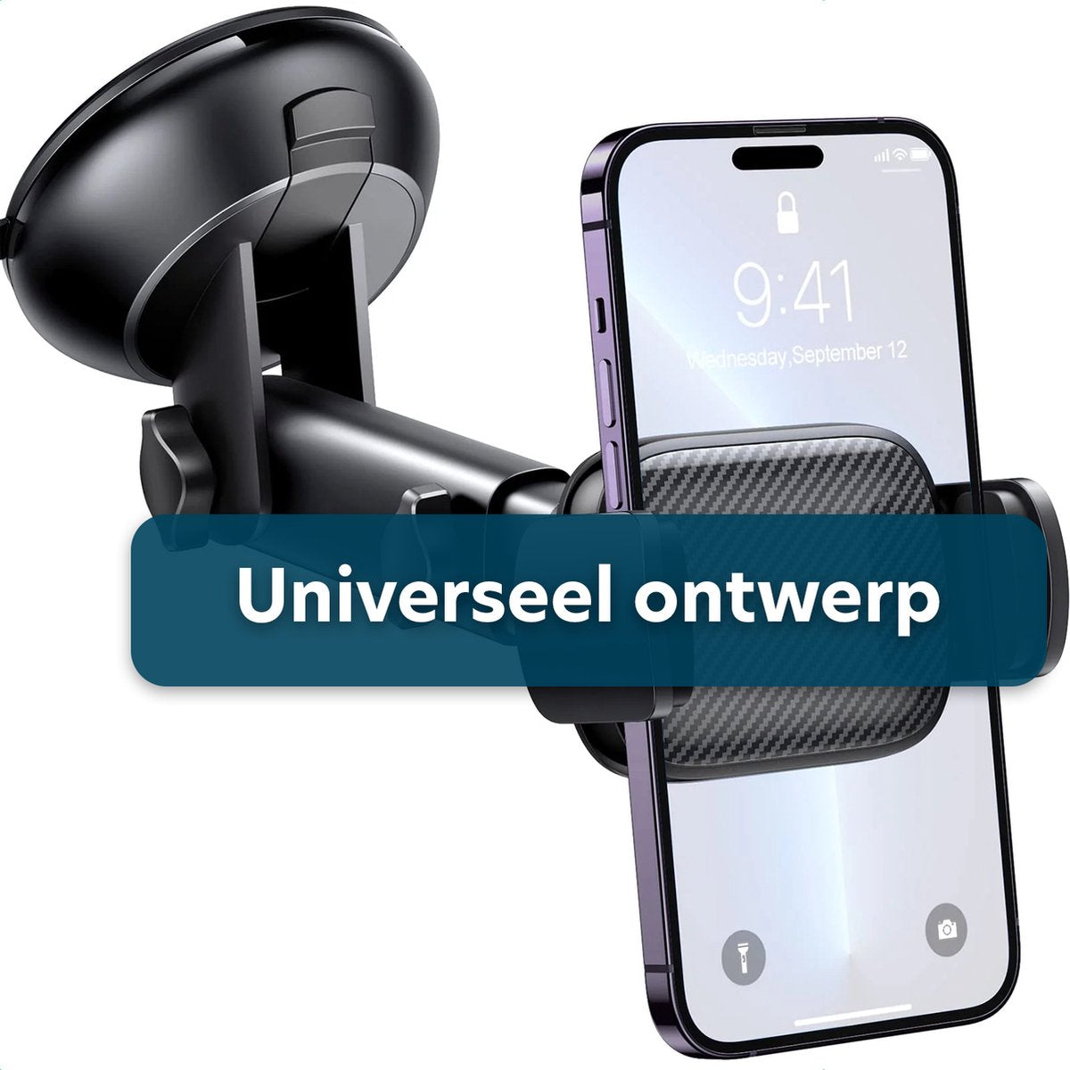 Telefoonhouder Voor Auto - Telefoonhouder Auto Met Zuignap - Dashbord - Voorruit - GSM Houder Telefoon - 360 Graden Draaibaar - Zwart