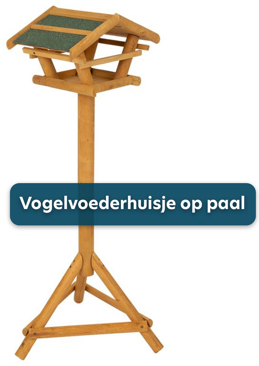 Vogelhuisje op Standaard - Vogelvoederhuis - Duurzaam Hout - FSC Gecertificeerd - 34x30x108 CM -