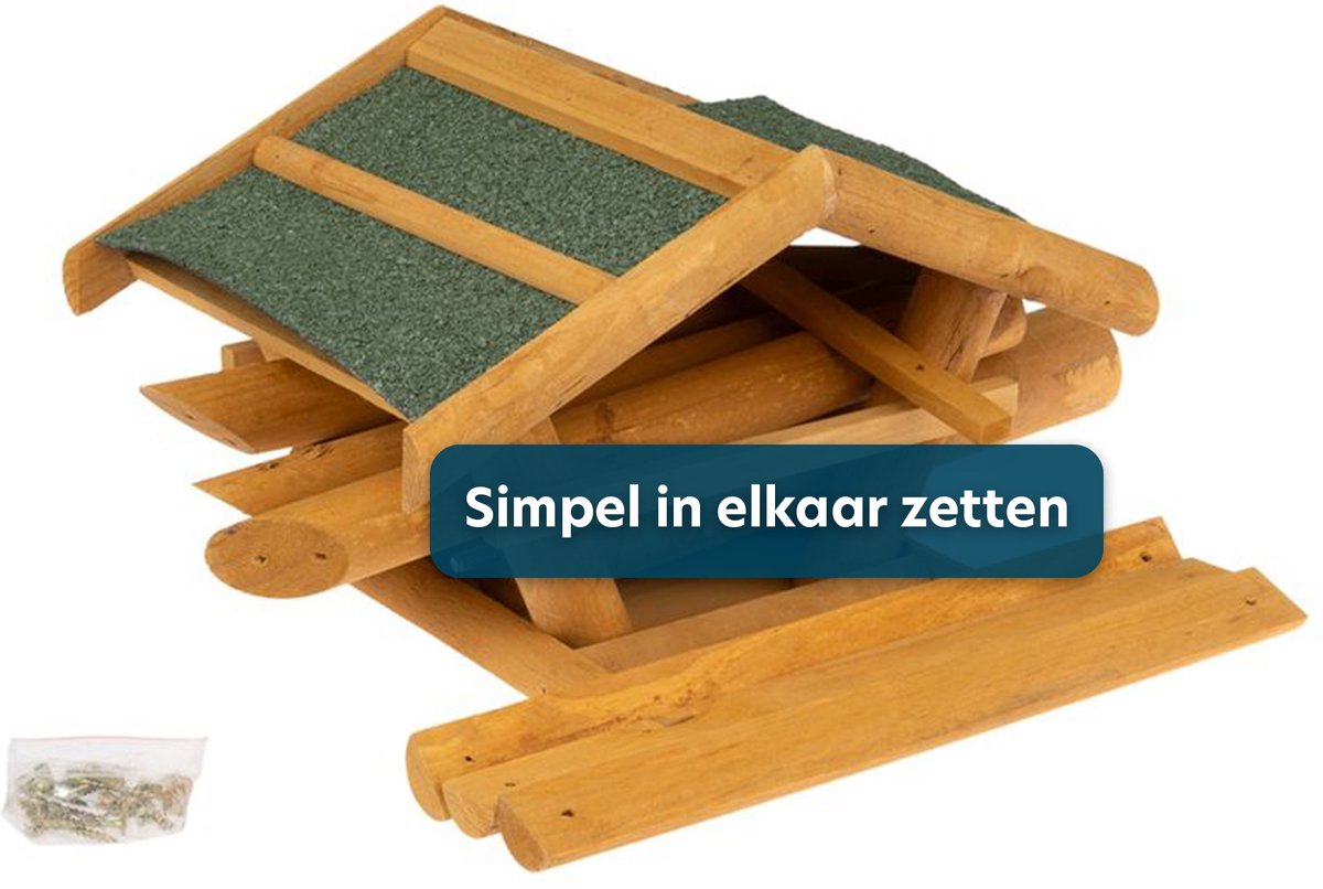Vogelhuisje op Standaard - Vogelvoederhuis - Duurzaam Hout - FSC Gecertificeerd - 34x30x108 CM -