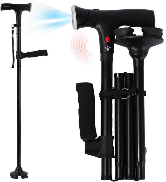 Loopkrukken – Loopkruk Met Veiligheidslamp - Elleboogkrukken – Krukken Voor Revalidatie – Orthopedische Krukken Inclusief Alarm – Loophulpmiddelen - Wandelstok Voor Volwassenen En Senioren