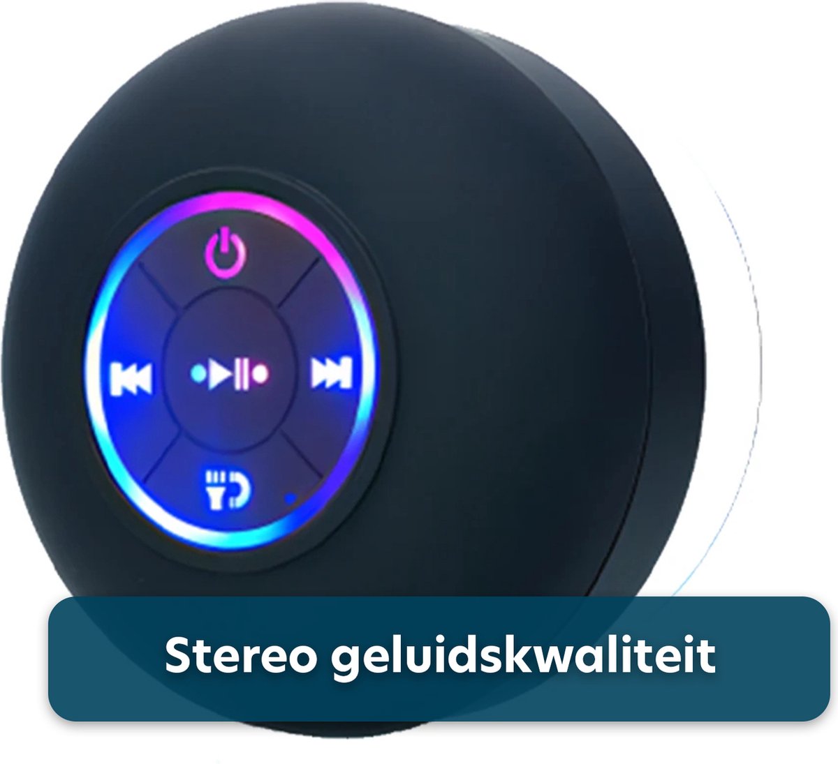 Waterdichte Mini Speaker - Bluetooth Douche Speaker - Waterdichte LED Luidspreker Voor De Douche - Draadloze Mini Speaker - Handsfree Bellen - Douchespeaker - Met Zuignap - Zwart