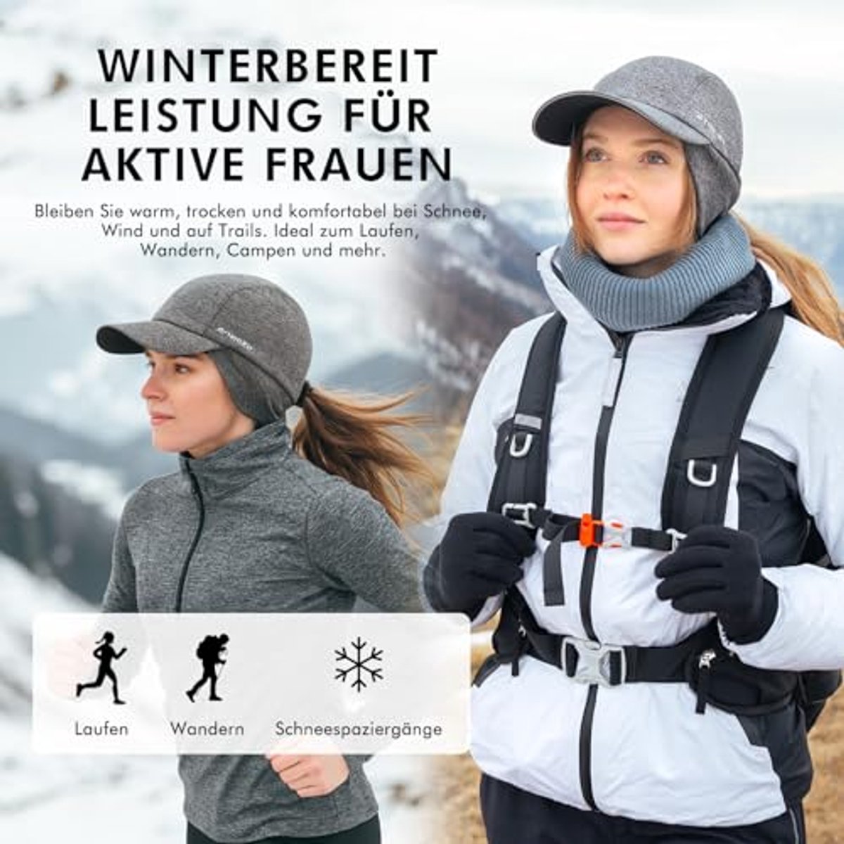 Waterdichte Wintermuts met Oorkleppen en Vlechtgat