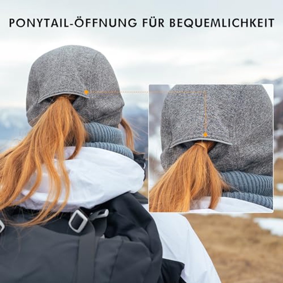 Waterdichte Wintermuts met Oorkleppen en Vlechtgat