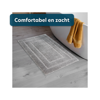 Antislip Badmat - Douche Mat - Absorberende Mat - Toilet Mat - Rechthoekige Antislip Mat - Luxe En Royale Badmat - Gemaakt Van Microvezel - Grijs - 50x80 cm