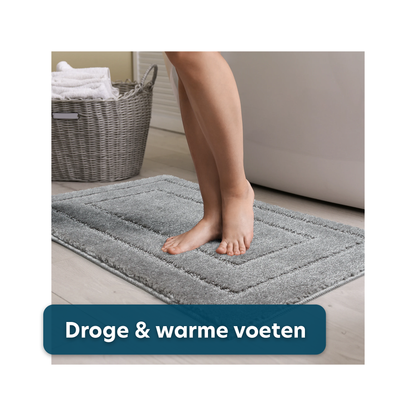 Antislip Badmat - Douche Mat - Absorberende Mat - Toilet Mat - Rechthoekige Antislip Mat - Luxe En Royale Badmat - Gemaakt Van Microvezel - Grijs - 50x80 cm