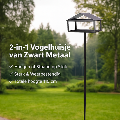 Vogelhuisje voor Tuin – 2-in-1 Ontwerp - Hangend of op Standaard - 110 cm - Weersbestendig