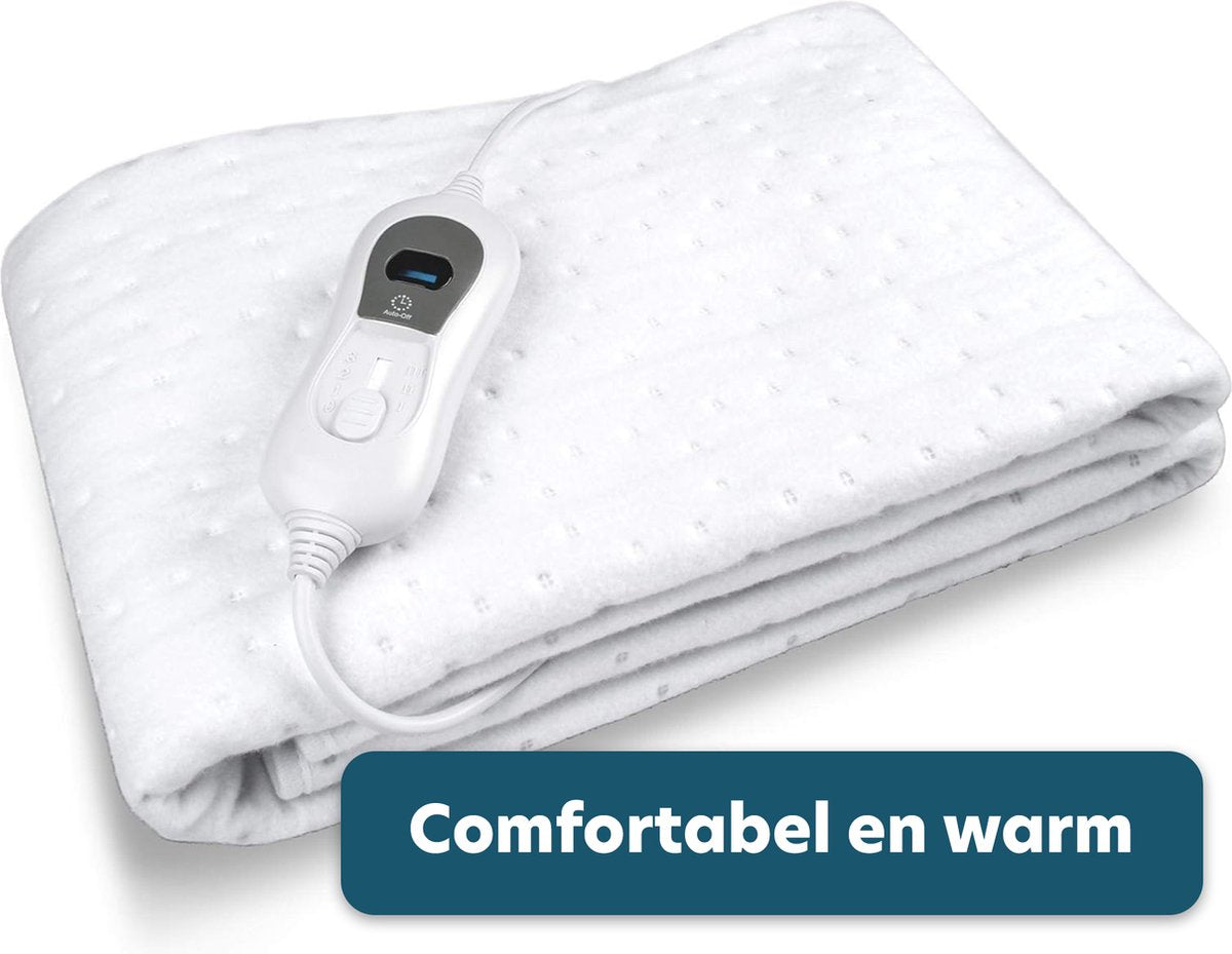 Elektrische Deken - Warmte Deken - Elektrische Deken 1 Persoons - Verwarmd Bovendeken - Wasmachinebestendig - Oververhittingsbeveiliging - 3 Warmtestanden - Met Hoeselastieken - Met Timerfunctie - 150x80 cm