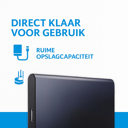 High-Speed Externe Harde Schijf - 2TB - Draagbare Harde Schijf USB3.1/Type-C - Voor Windows & Mac - Compact - Zwart