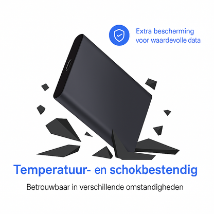 High-Speed Externe Harde Schijf - 2TB - Draagbare Harde Schijf USB3.1/Type-C - Voor Windows & Mac - Compact - Zwart