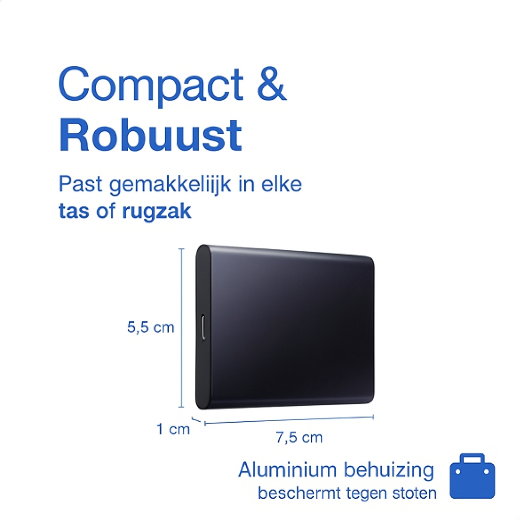 High-Speed Externe Harde Schijf - 2TB - Draagbare Harde Schijf USB3.1/Type-C - Voor Windows & Mac - Compact - Zwart
