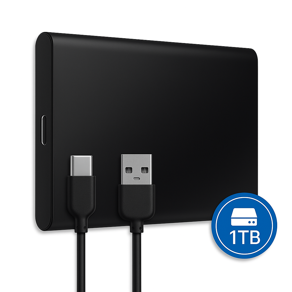 High-Speed Externe Harde Schijf - 1TB - Draagbare Harde Schijf USB3.1/Type-C - Voor Windows & Mac - Compact - Zwart