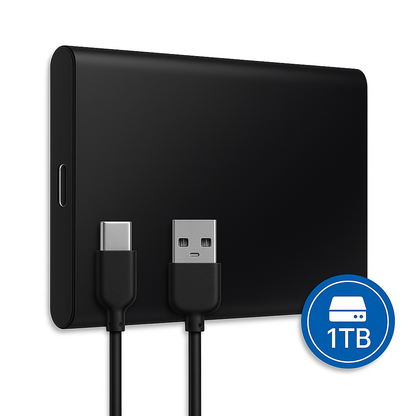 High-Speed Externe Harde Schijf - 1TB - Draagbare Harde Schijf USB3.1/Type-C - Voor Windows & Mac - Compact - Zwart
