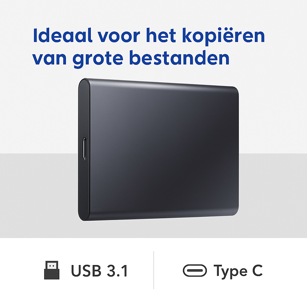 High-Speed Externe Harde Schijf - 2TB - Draagbare Harde Schijf USB3.1/Type-C - Voor Windows & Mac - Compact - Zwart