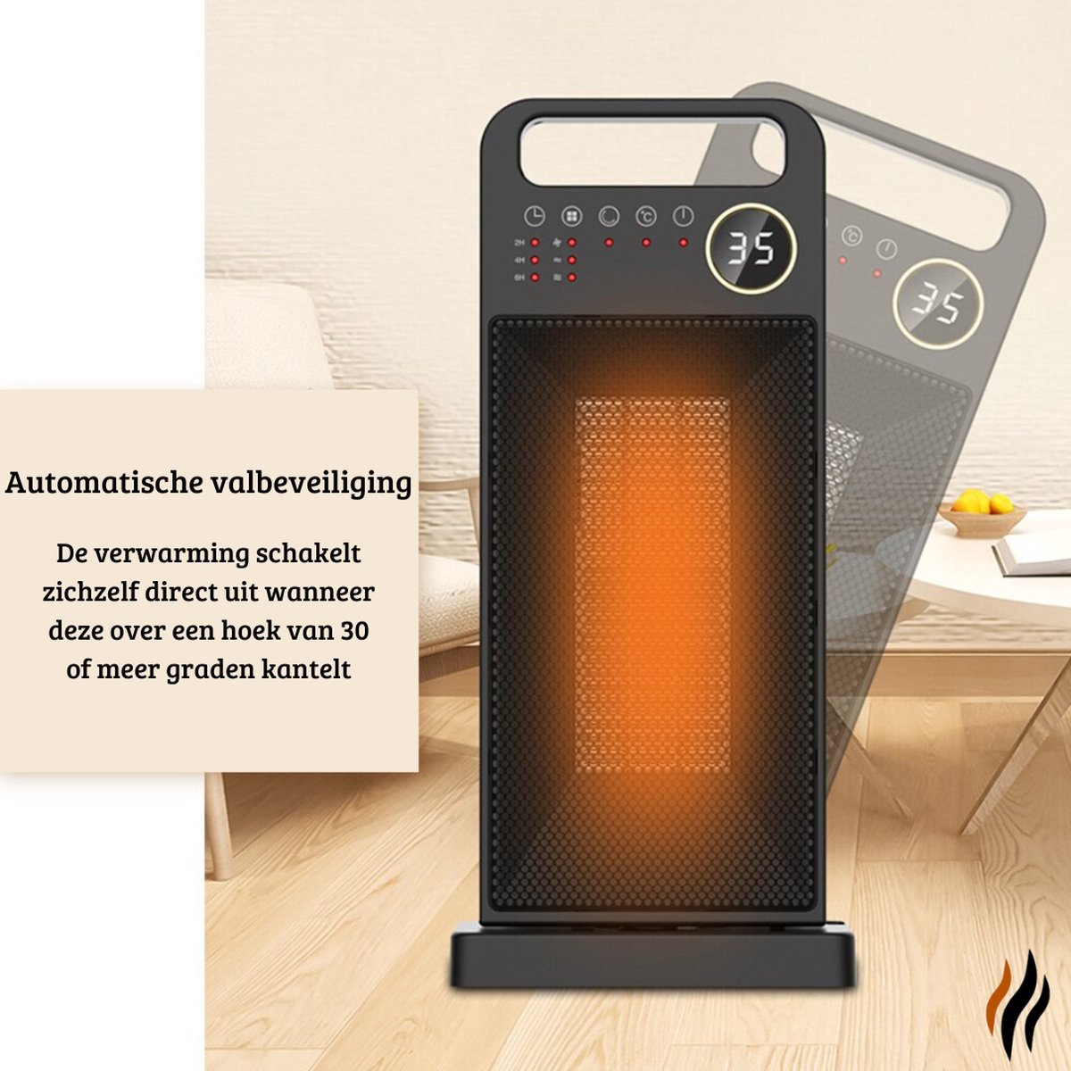 Draagbare Elektrische Verwarming - 2000Watt - Met Afstandsbediening en Timerfunctie - Keramische Kachel - Energiebesparend