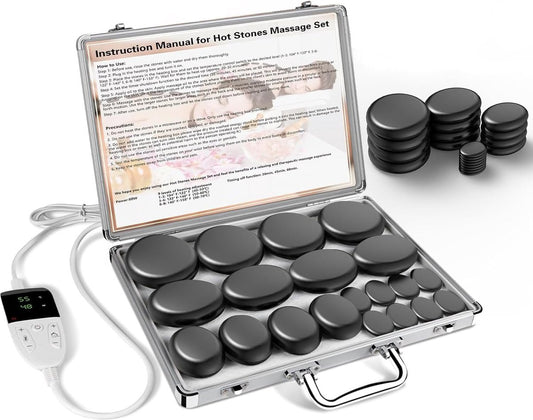 Sensly Hot Stone Massage Set - 20 stuks - Professionele Massageset - Llymfedrainage - Verlichting Van Spanning En Spierpijn