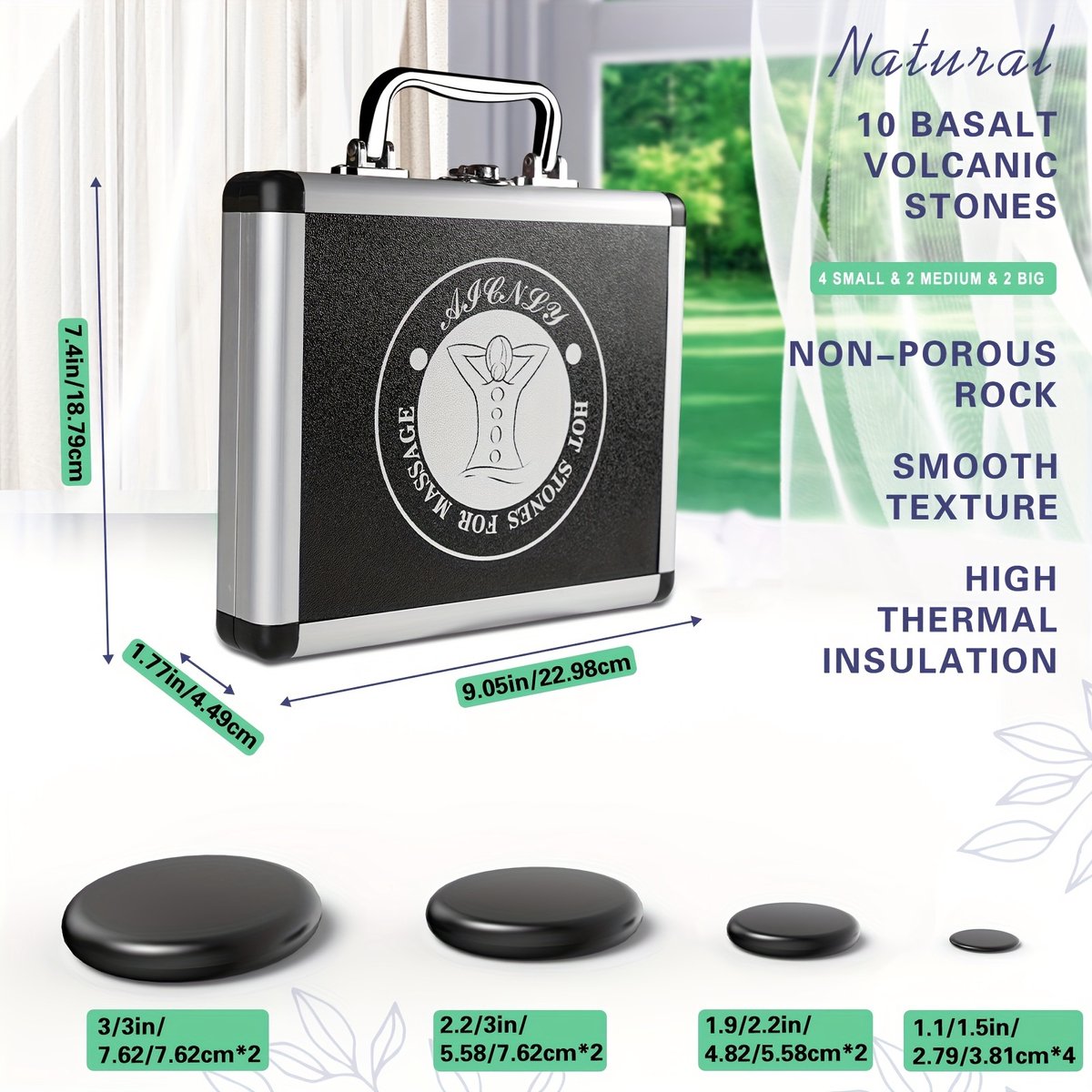 Sensly Hot Stone Massaage Set - Warmtestenen - Met Verstelbare Warmte - 10 stuks - Professionele Massage Set - Met Koffer - Basaltstenen - Lymfedrainage - Verlichting Van Spanning en Spierpijn