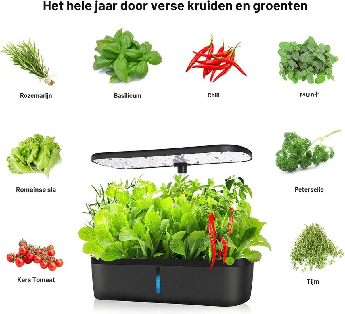 Hydrocultuur Systeem – Kweekset met LED-Belichting – Hydroponics – Indoor Garden – Kweeklamp - Hydroponic Systeem – 139 Groei Lichten - met Timer – Automatisch Pompsysteem – Bloemen/Fruit/Groentes - Zwart