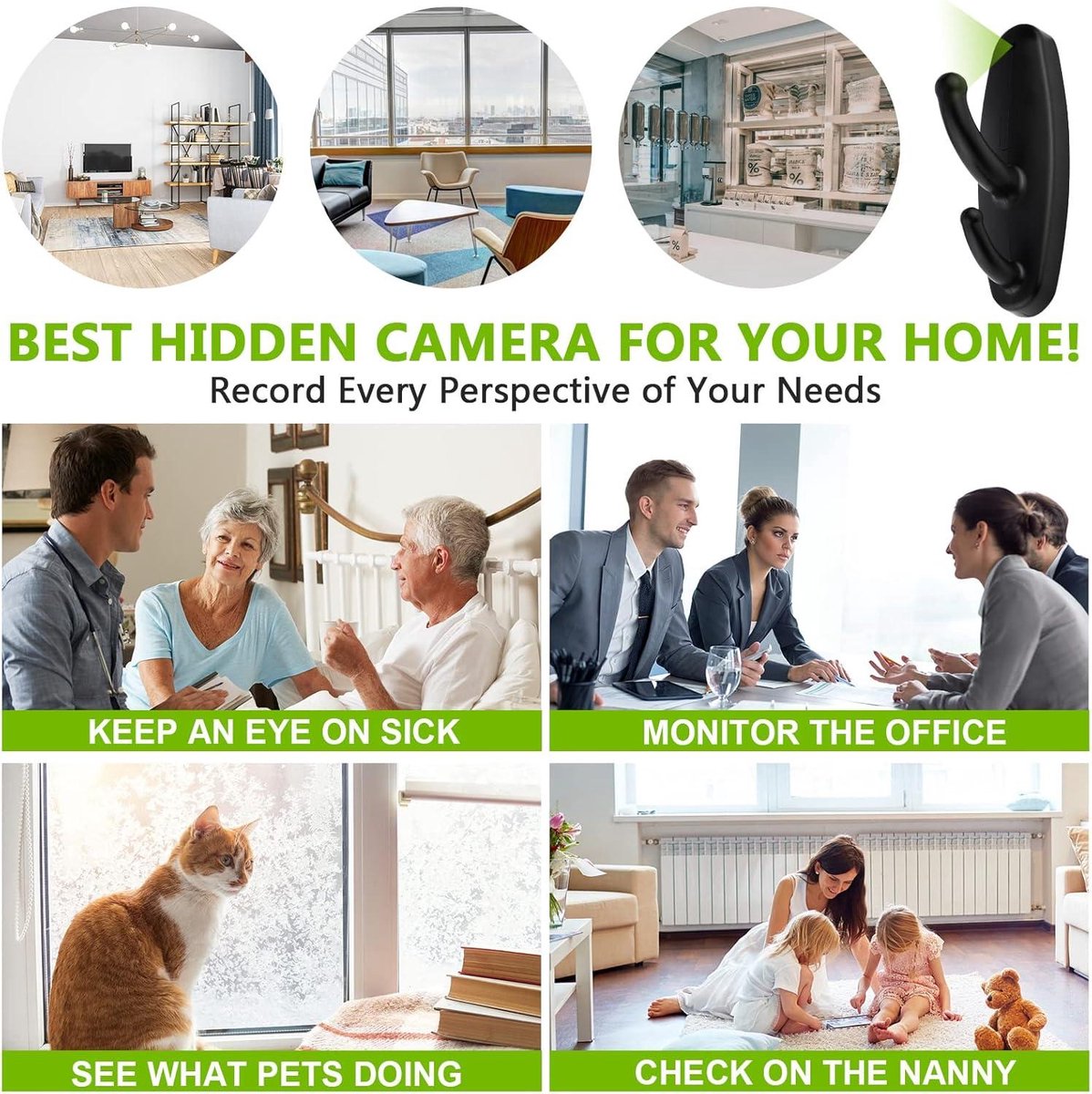 Kleine Verborgen Camera HD 1080P - Kleding Jas Haak - Nanny Cam Video Recorder - Met Bewegingsdetectie - Kleerhanger voor Thuis/Kantoor - Beveiliging