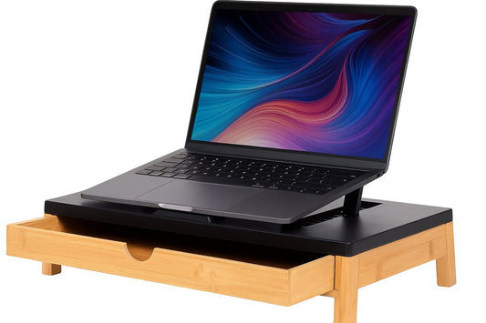 Laptopstandaard Met Lade - Laptoptafel - Bamboe - Met Tabletstandaard - Thuiswerken, Studie, School