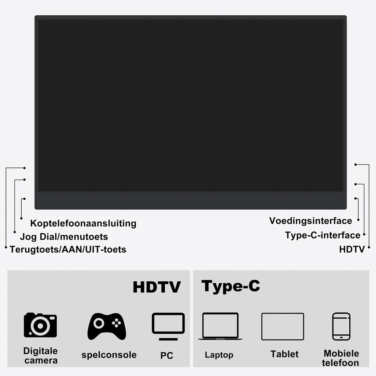 Portable Monitor Flex 15.6" Touchscreen - Full HD Draagbare monitor - Draagbaar scherm met USB-C & HDMI - Plug & Play - Incl. Beschermhoes