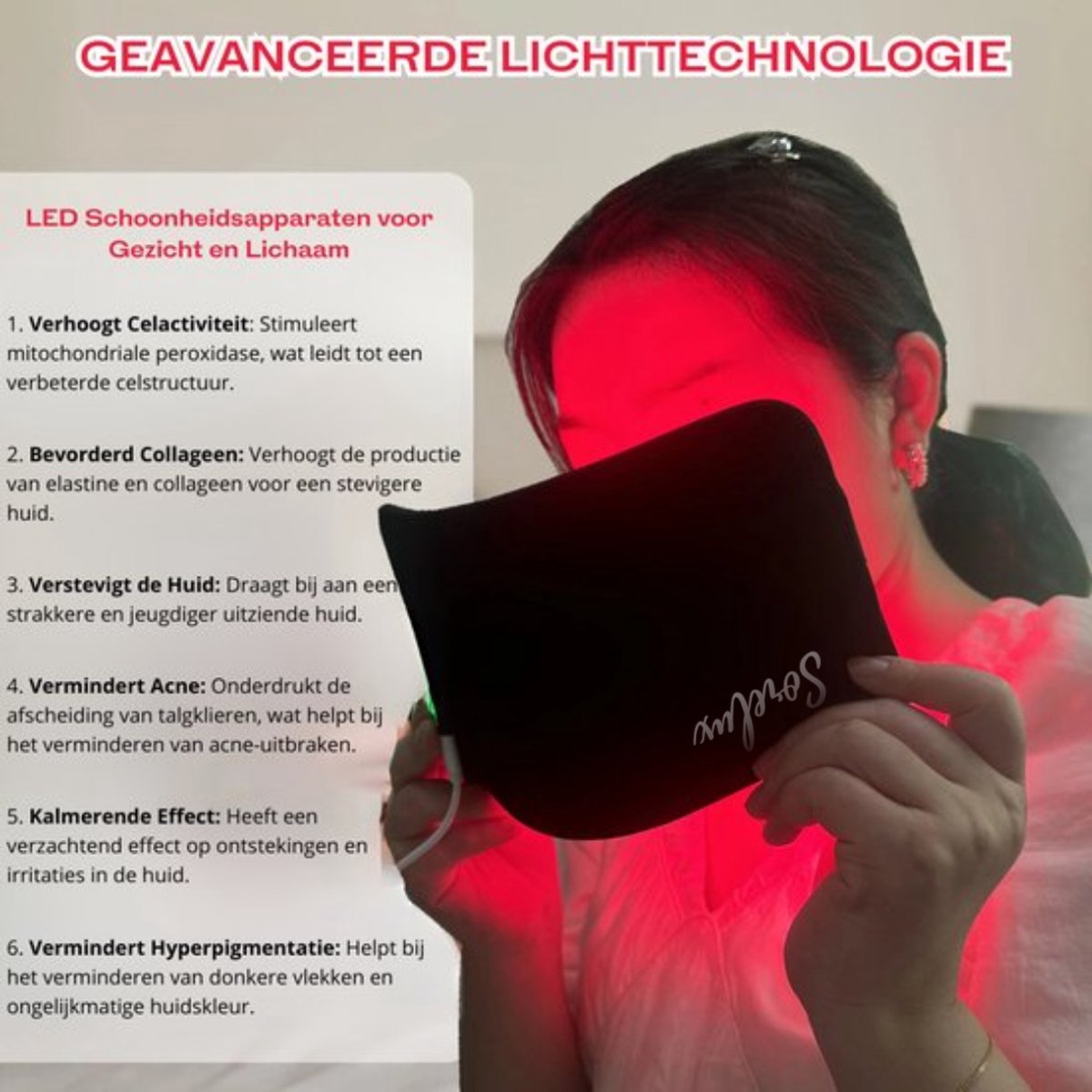 Infraroodband XL - Infraroodlamp - Rood Licht Therapie - Draagbaar - 120 Red Light Leds - Onderrug, Schouders, Benen - Red Light therapy