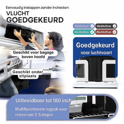 Vacuüm Rugzak - Met Compressie Apparaat - Geschikt voor Handbagage 40x30x20 - Neem Circa 50% Meer Spullen Mee - Kleur: Zwart