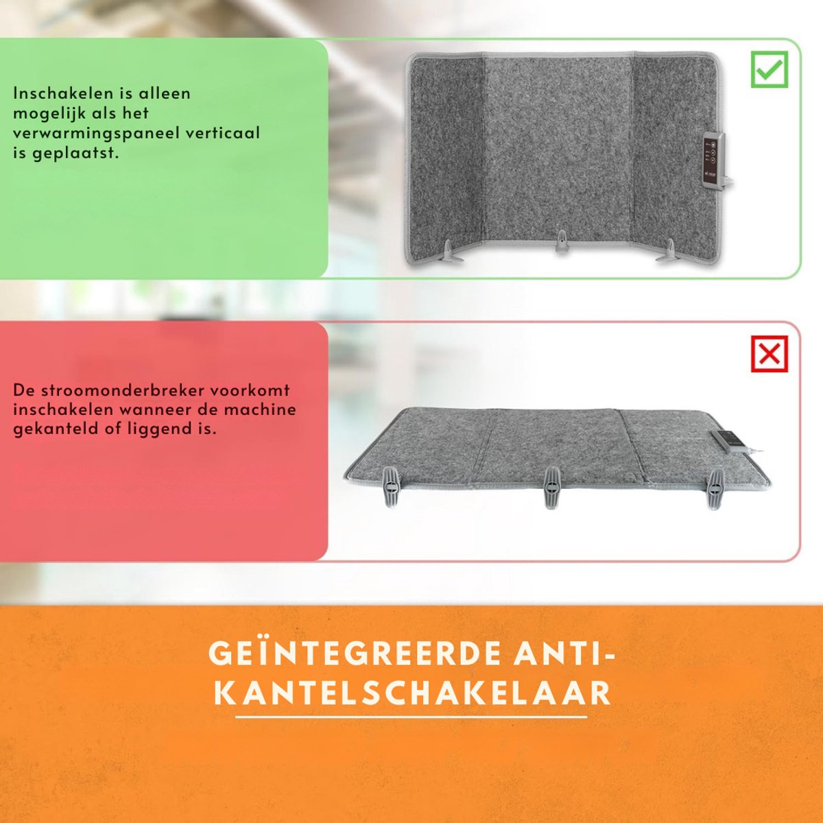 Infrarood Verwarmingspaneel - Bureau Verwarming – Verwarmingspaneel - Elektrische Kachel – Mobiele Infraroodverwamer – Heater – Kachel – 260W – Opvouwbaar - Grijs