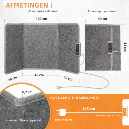 Infrarood Verwarmingspaneel - Bureau Verwarming – Verwarmingspaneel - Elektrische Kachel – Mobiele Infraroodverwamer – Heater – Kachel – 260W – Opvouwbaar - Grijs
