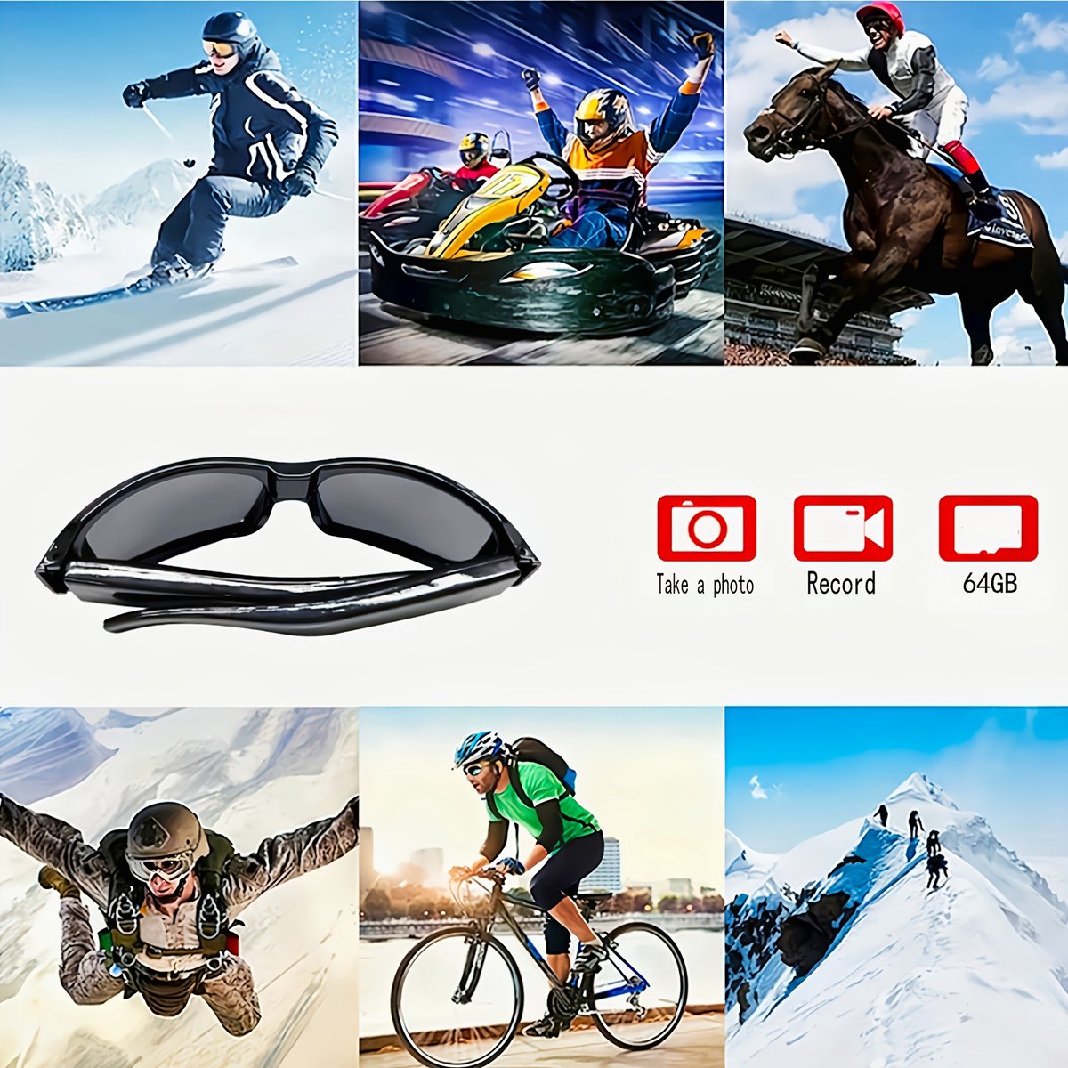 Slimme Draagbare Videobril - Met Camera, Geluid En Foto's - 1080P HD - 90 Minuten Batterijduur - Camerabril - Met 64GB Geheugenkaart - Unisex