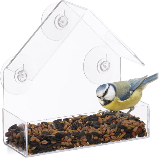 Vogelhuisje voor aan / op het raam - Transparant - Doorzichtig - Vogelhuis met Zuignappen - Vogel huisje - Bird Feeder Transparant Window - Vogel Verzorging - Vogelhuisje Raam Bevestiging - Voederplek - Vogelvoeding - Inclusief Zuignappen