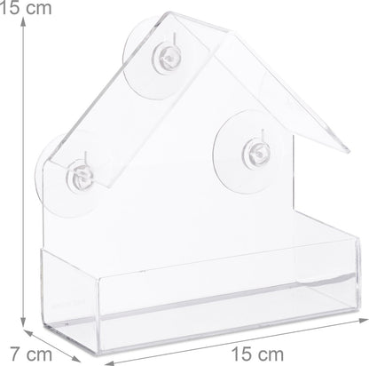 Vogelhuisje voor aan / op het raam - Transparant - Doorzichtig - Vogelhuis met Zuignappen - Vogel huisje - Bird Feeder Transparant Window - Vogel Verzorging - Vogelhuisje Raam Bevestiging - Voederplek - Vogelvoeding - Inclusief Zuignappen