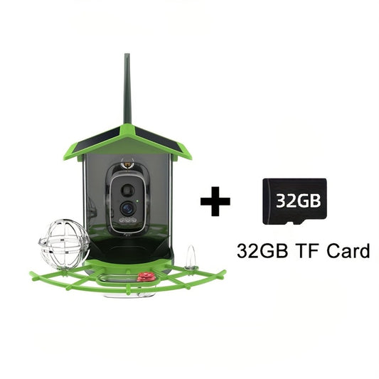 Zonne-Energie Vogelvoeder Met Camera - 1296P HD Video - AI Vogelidentificatie - Automatische Foto-/Videofotografie - 4000mAh Batterij - Wi-Fi Ingebouwd - 32GB Uitbreidbare Opslag voor Vogelspotters - Buiten Vogelvoeder - Compacte Vogelhuisje - Antiek