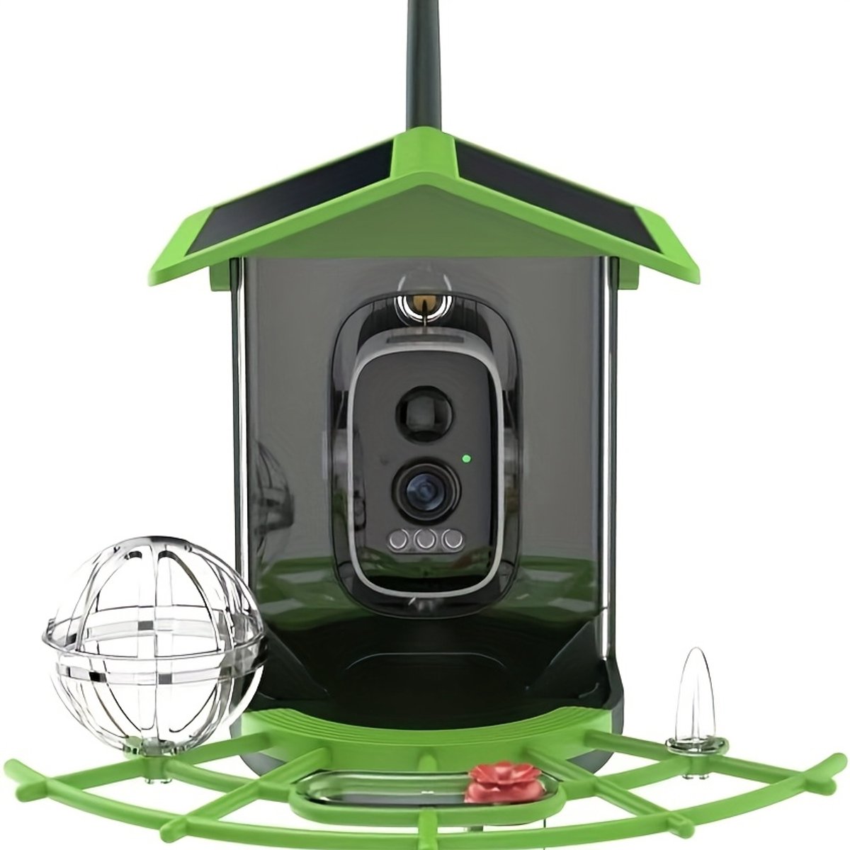 Zonne-Energie Vogelvoeder Met Camera - 1296P HD Video - AI Vogelidentificatie - Automatische Foto-/Videofotografie - 4000mAh Batterij - Wi-Fi Ingebouwd - 32GB Uitbreidbare Opslag voor Vogelspotters - Buiten Vogelvoeder - Compacte Vogelhuisje - Antiek