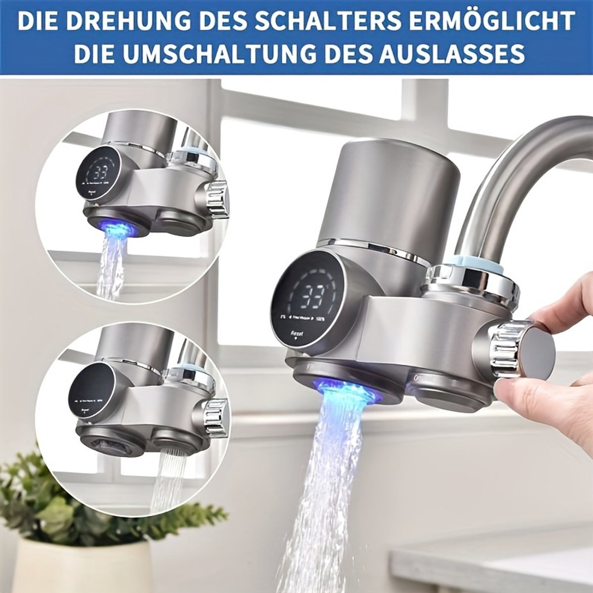 Waterfilter Kraan - Kraanfilter Systeem - Waterontharder - Waterzuiveringsapparaat Met Blauw UV Licht Sterilisatie - Met Temperatuurregeling - Verwijderd Chlorine En Zware Metalen