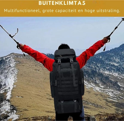 Trekrugzak - Backpack Licht Gewicht - Outdoor - Waterdichte Wandeldrugzak - Trekking Rugzak 80 Liter - Backpack voor Camperen, Klimmer, Skiën en Fietsen - Zwart