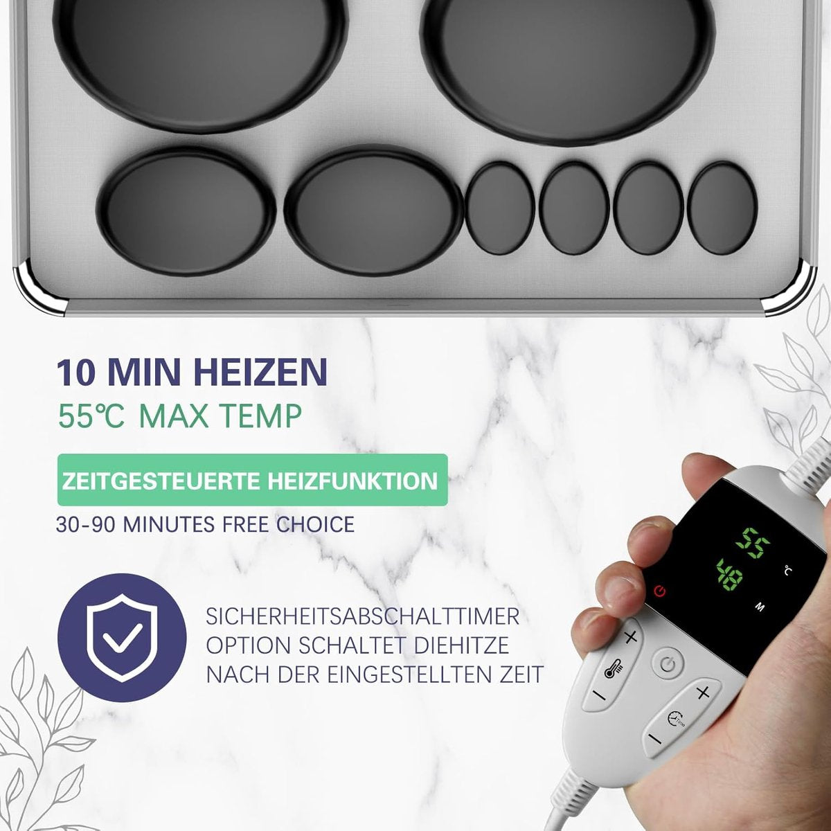 Sensly Hot Stone Massage Set - 20 stuks - Professionele Massageset - Llymfedrainage - Verlichting Van Spanning En Spierpijn