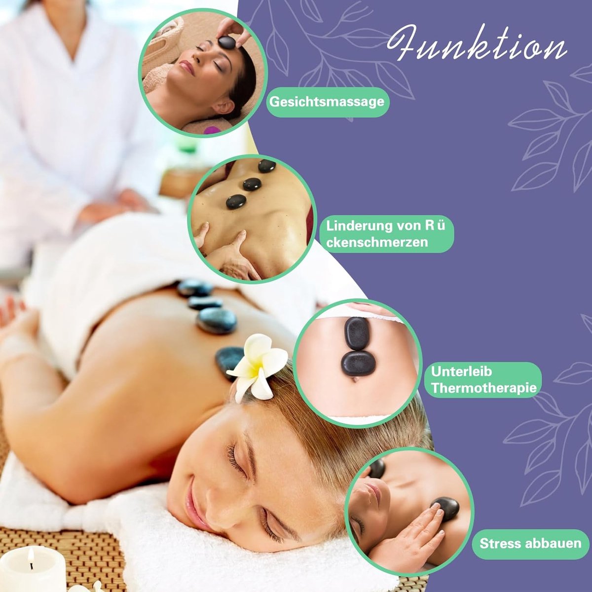 Sensly Hot Stone Massage Set - 20 stuks - Professionele Massageset - Llymfedrainage - Verlichting Van Spanning En Spierpijn