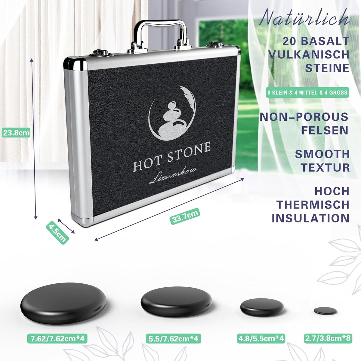 Sensly Hot Stone Massage Set - 20 stuks - Professionele Massageset - Llymfedrainage - Verlichting Van Spanning En Spierpijn