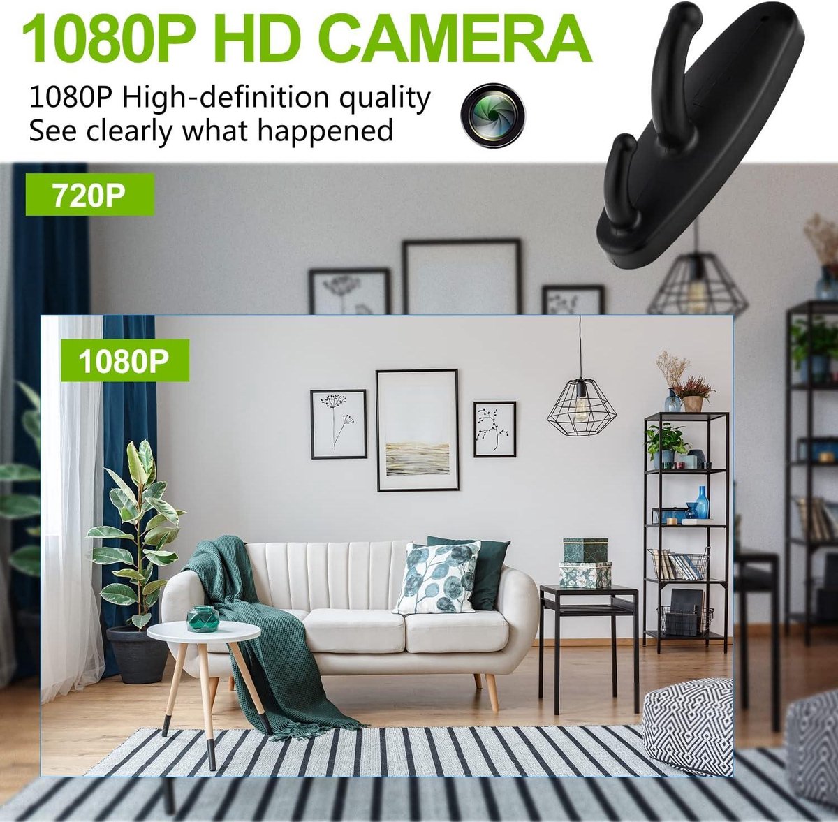 Kleine Verborgen Camera HD 1080P - Kleding Jas Haak - Nanny Cam Video Recorder - Met Bewegingsdetectie - Kleerhanger voor Thuis/Kantoor - Beveiliging